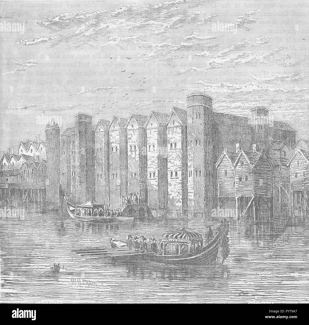 WHITEFRIARS: Baynard's castle in 1790. London, antique print c1880 Stock Photo