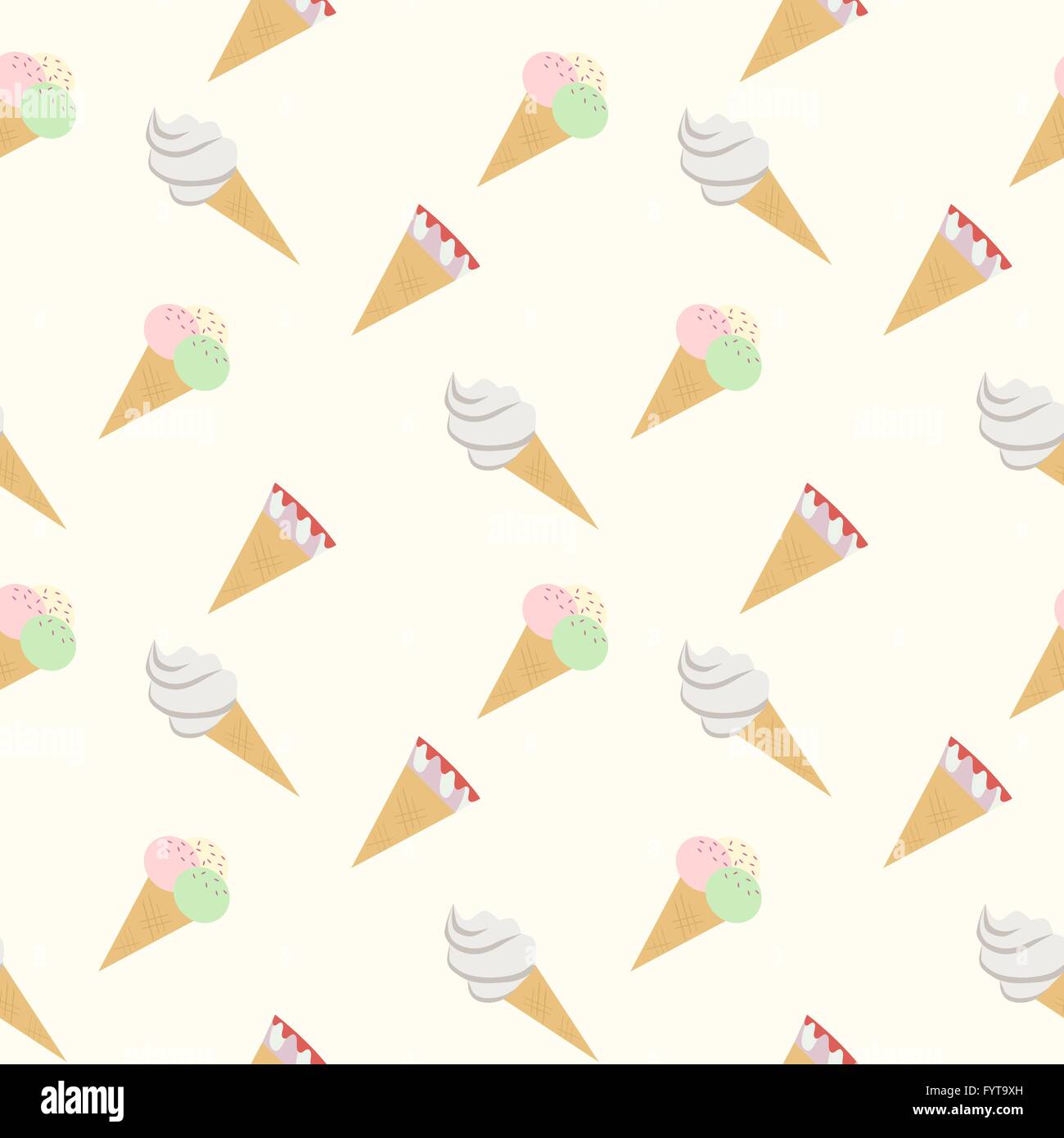 Seamless pattern ice cream cones white, vector Stock Vector Image & Art ...