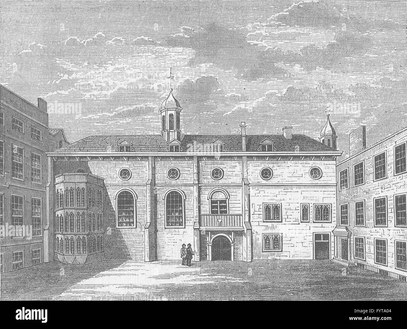 OLD JEWRY: Exterior of Grocers' Hall. London, antique print c1880 Stock Photo