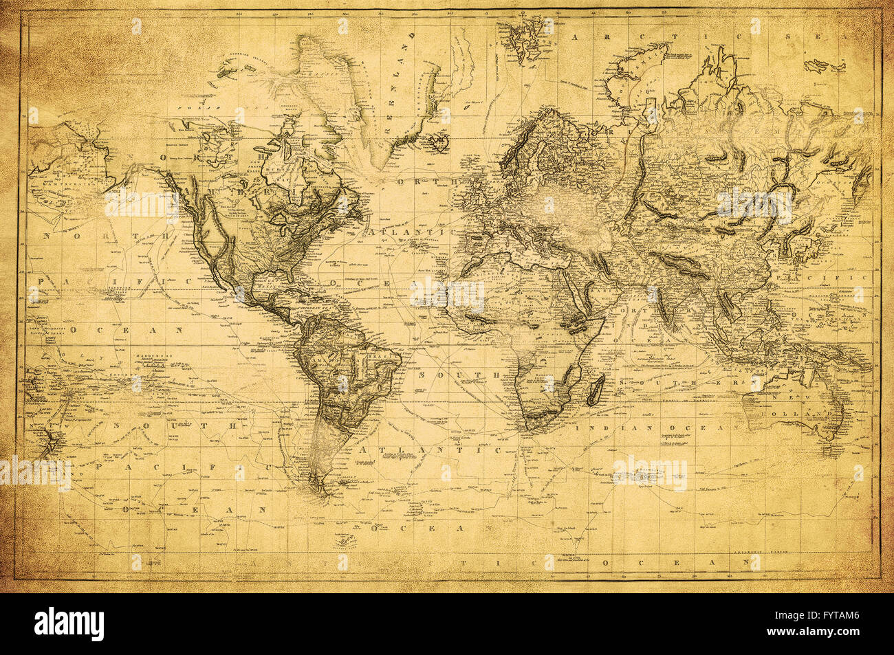 vintage map of the world 1831 Stock Photo