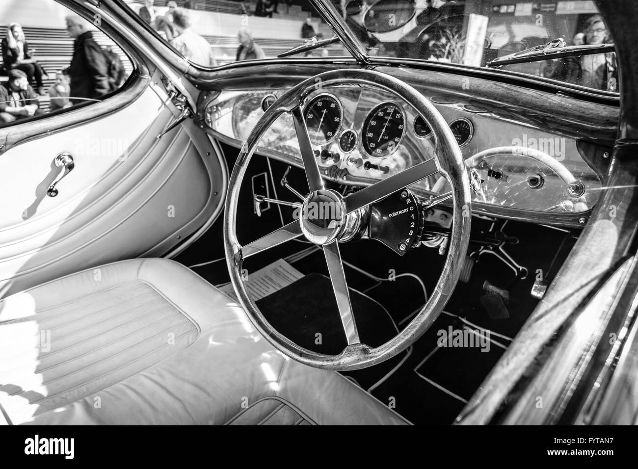 Cabin of vintage car Talbot-Lago T150 SS Teardrop Coupe, 1937. Stock Photo