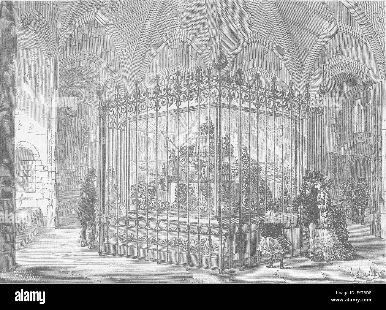 THE TOWER OF LONDON The Jewel room at the Tower, antique print c1880