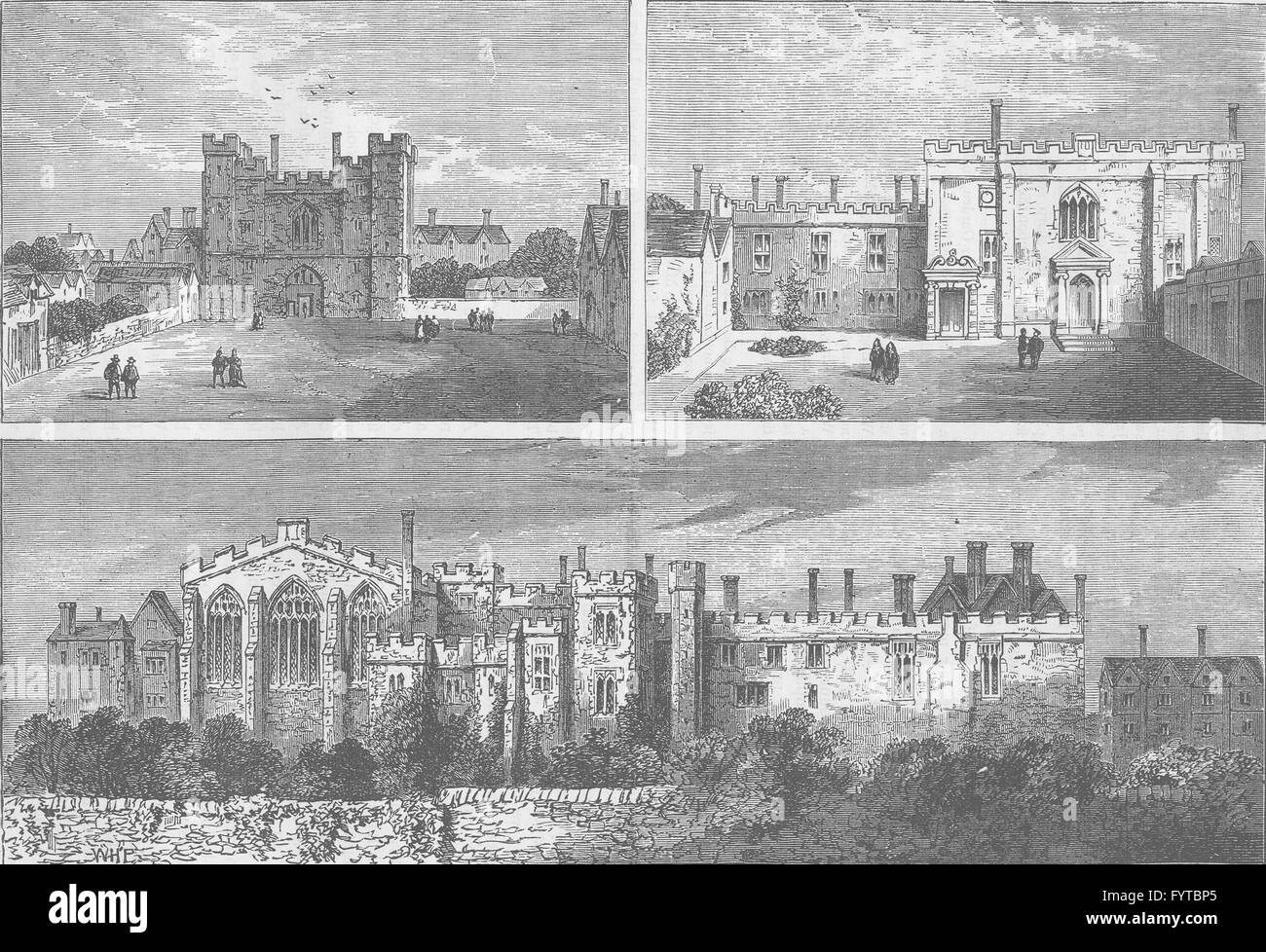 CLERKENWELL: The monastery of St.John of Jerusalem. London, old print c1880 Stock Photo