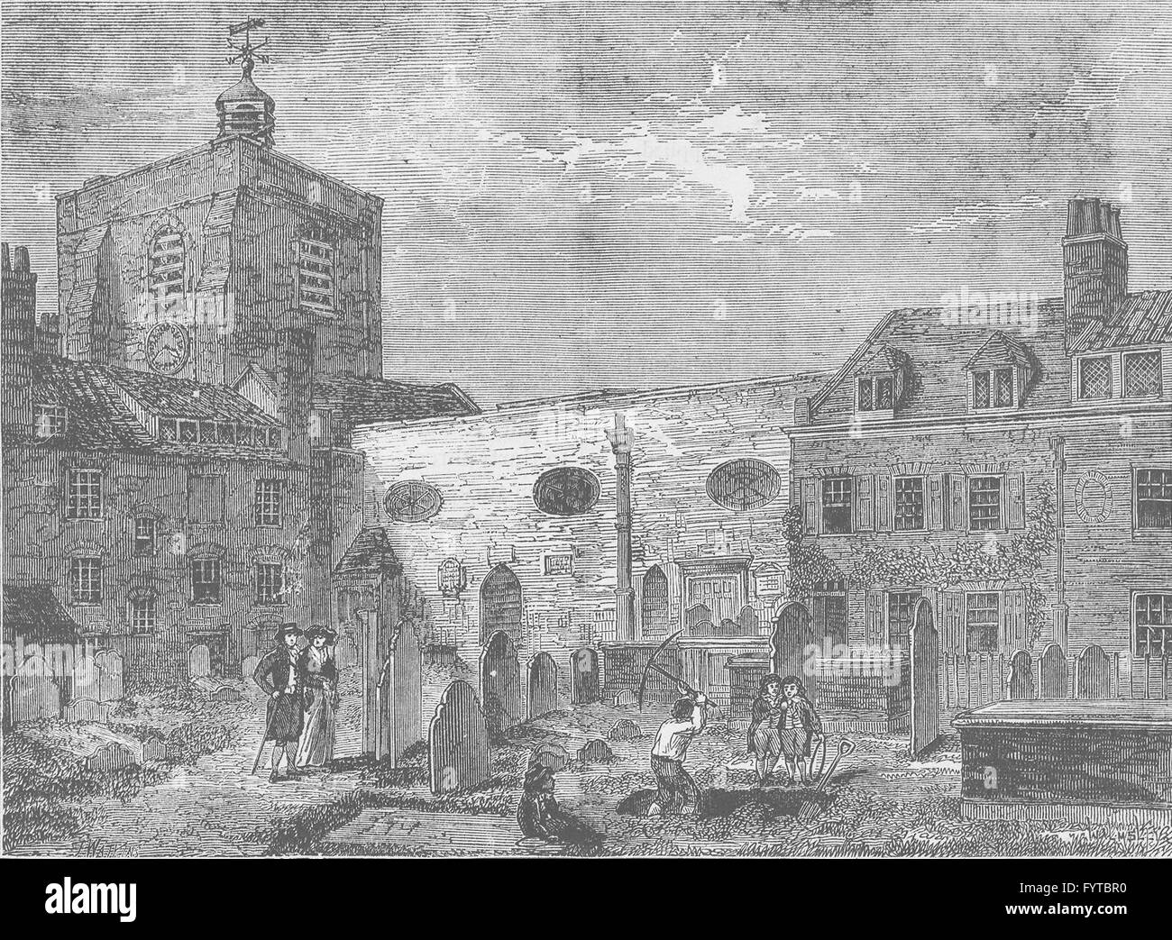 CLERKENWELL: The old church of St.James, Clerkenwell (1337). London, c1880 Stock Photo