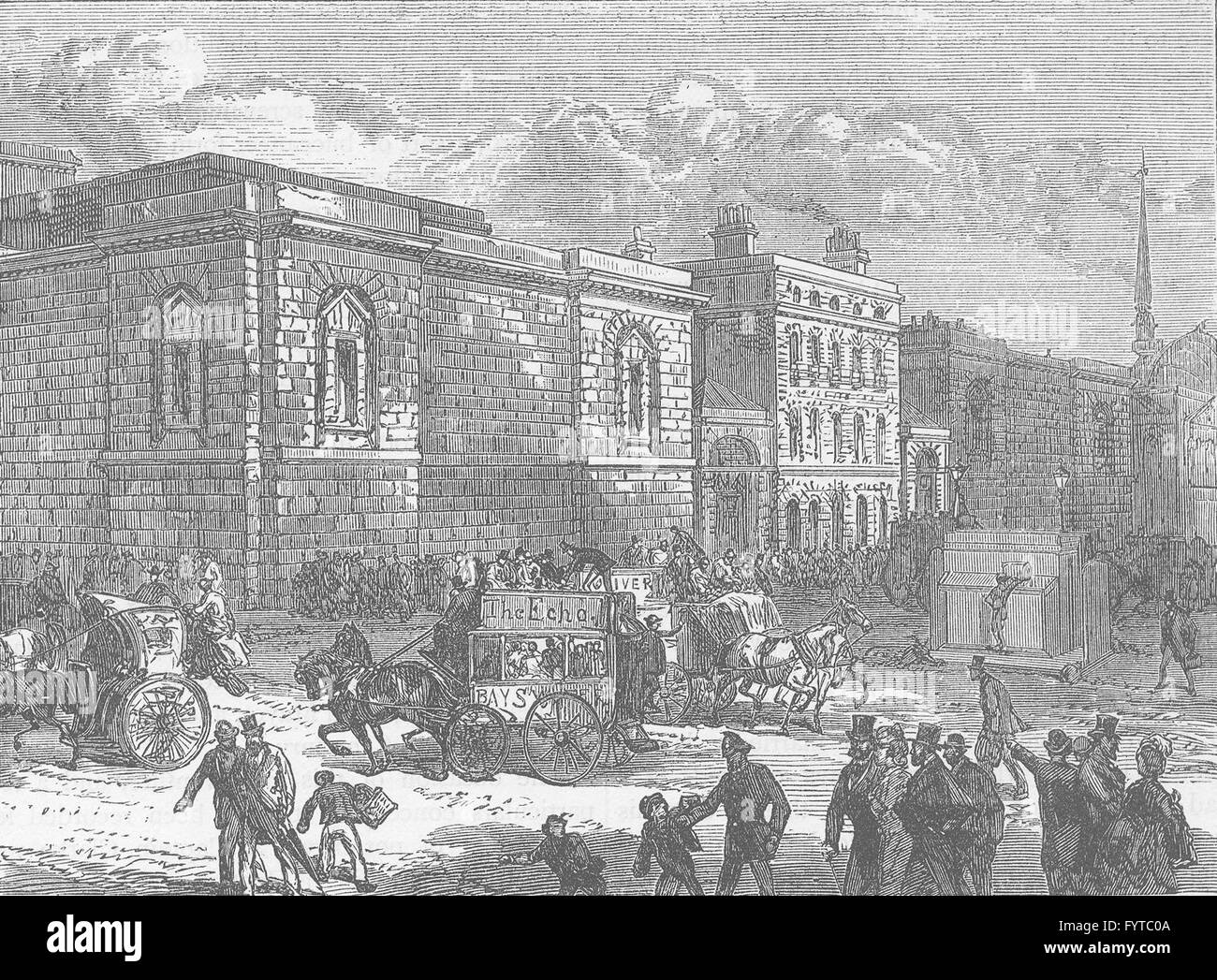 THE OLD BAILEY Front of Newgate from the Old Bailey. London, old print
