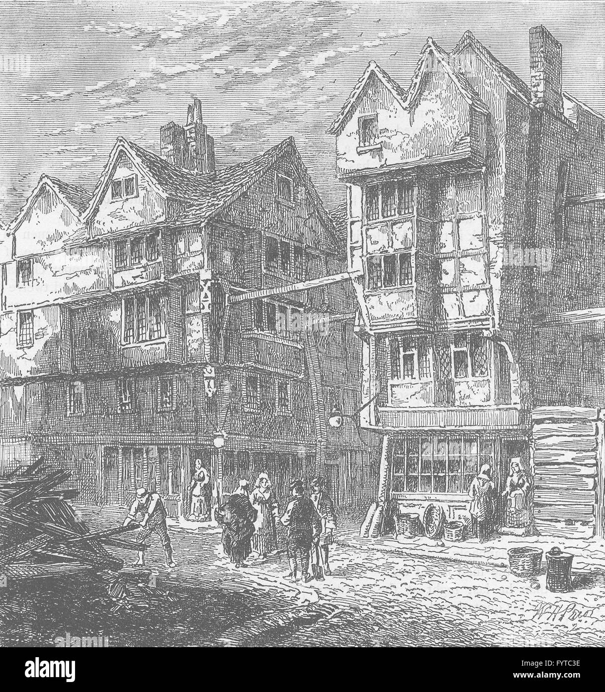 ALDWYCH: Old Houses formerly standing in Butcher's Row, c1800. London, c1880 Stock Photo