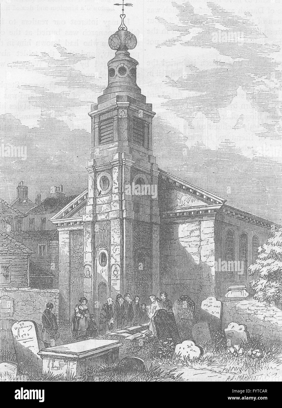 SOHO: St.Anne's, Soho in 1840. London, antique print c1880 Stock Photo