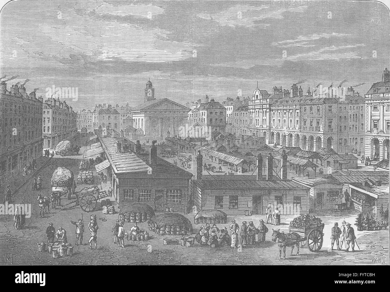 COVENT GARDEN: Covent Garden Market about 1820. London, antique print c1880 Stock Photo