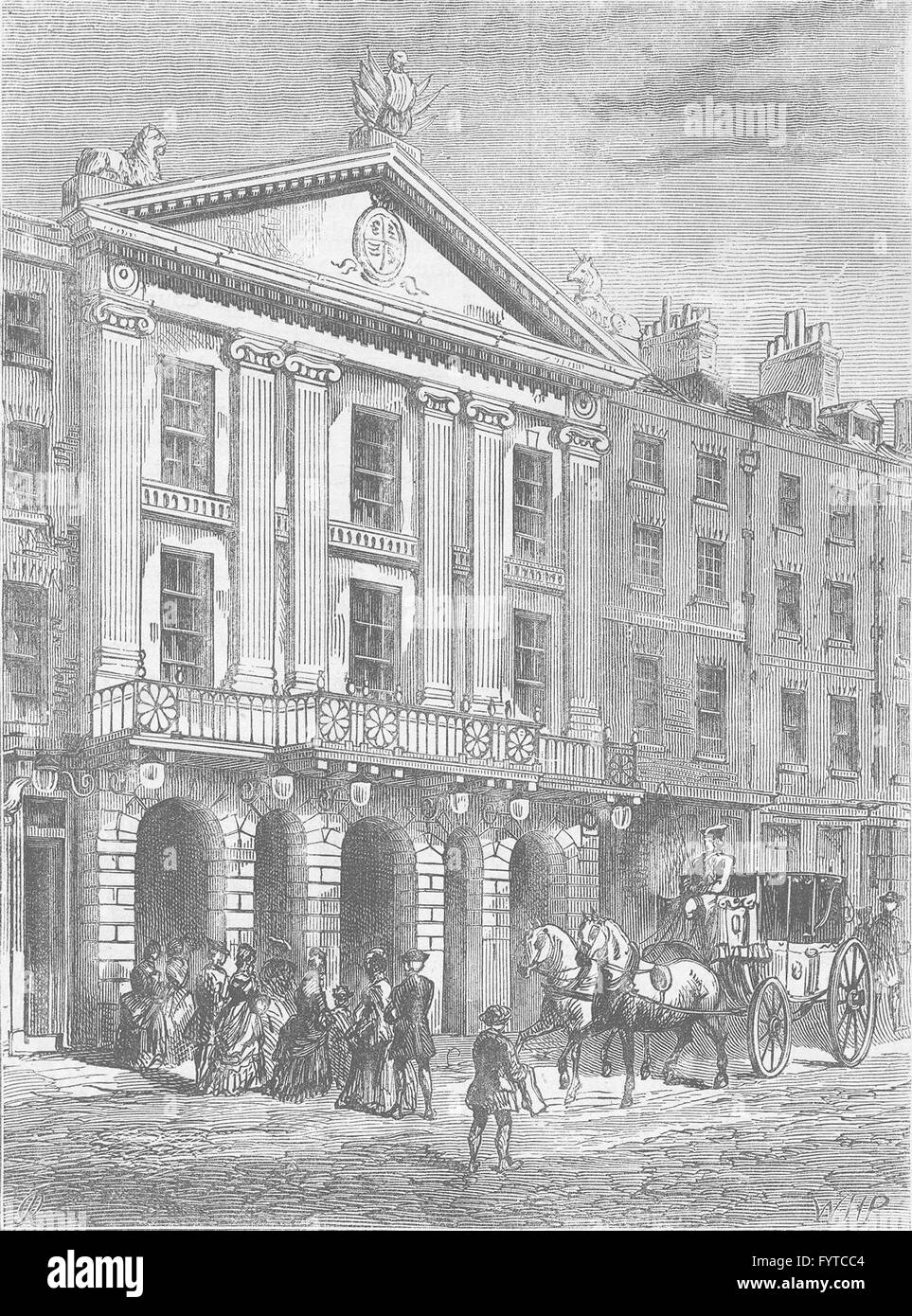 ST.GILES'S-IN-THE-FIELDS PARISH: Front of Old Drury Lane Theatre. London, c1880 Stock Photo
