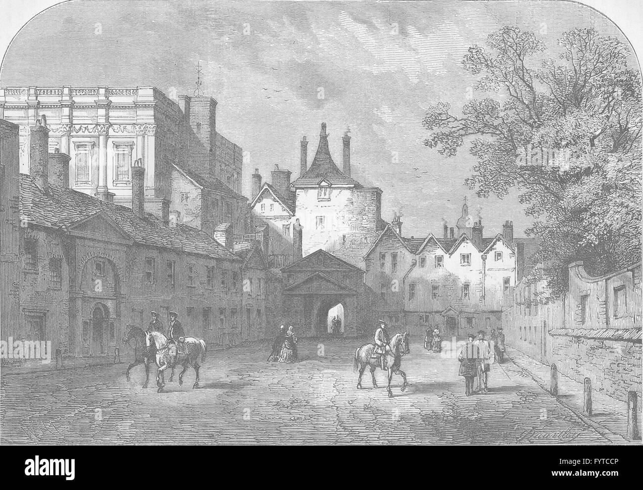 THE METROPOLITAN POLICE: Scotland Yard, about 1720. London, old print c1880 Stock Photo