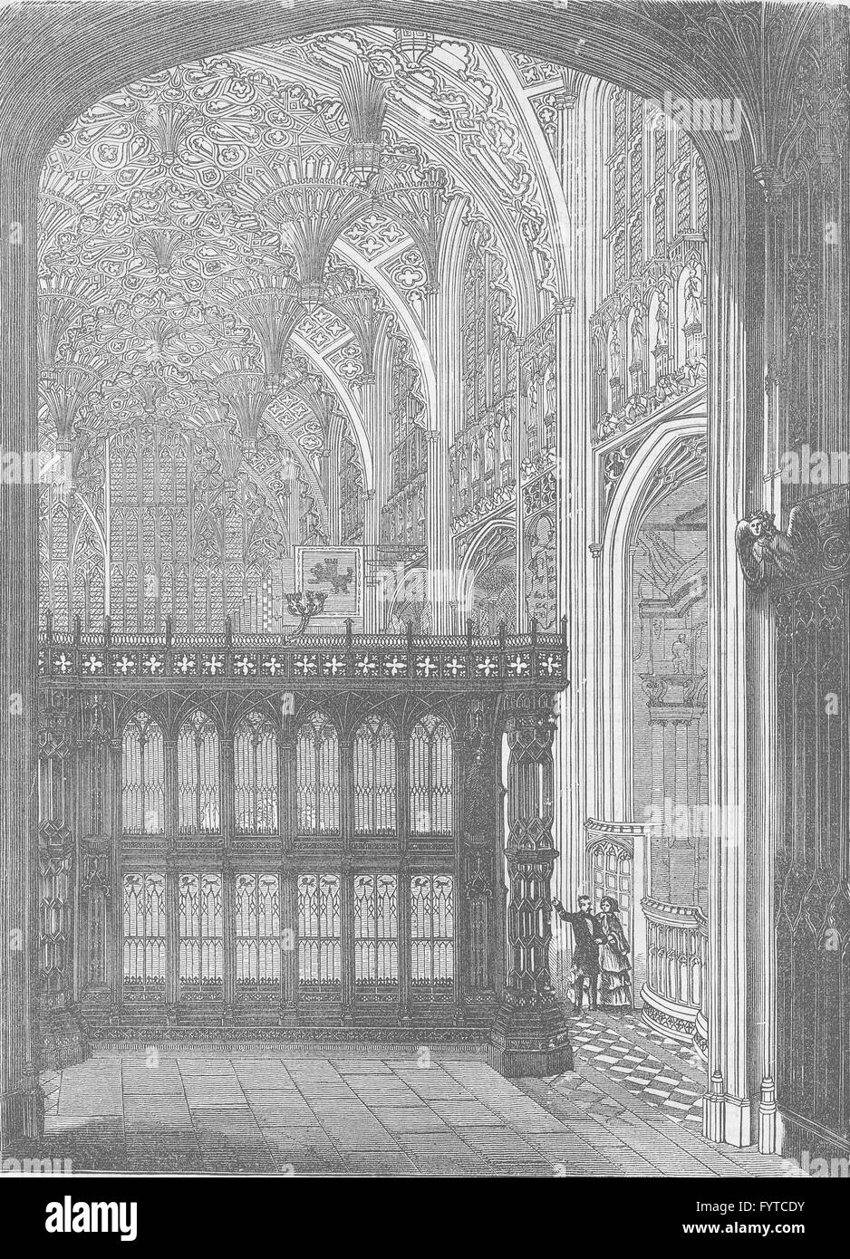 WESTMINSTER ABBEY: Entrance to King Henry VII's chapel. London, print c1880 Stock Photo