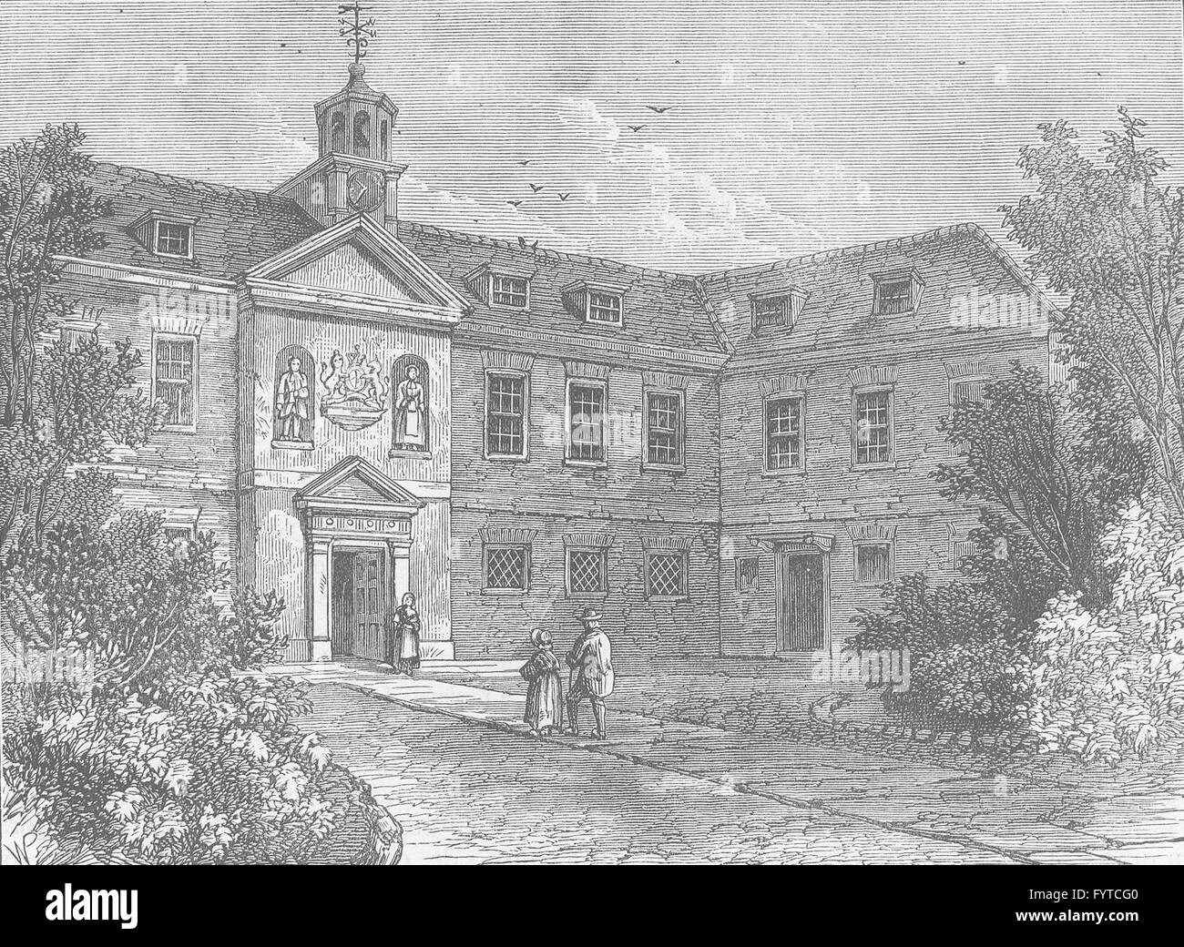 WESTMINSTER The GreyCoat School. London, antique print c1880 Stock