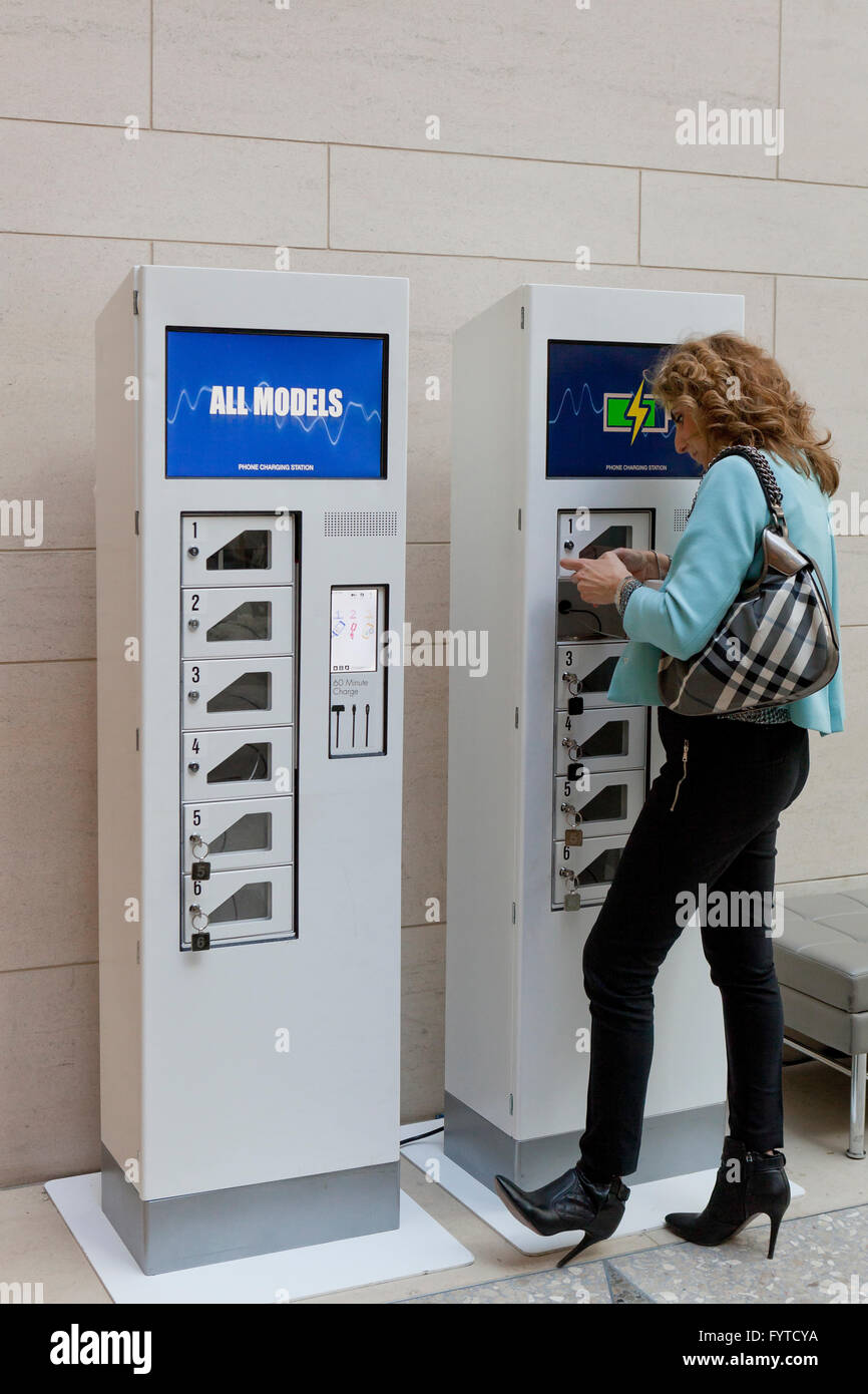 Mobile phone charging station - USA Stock Photo