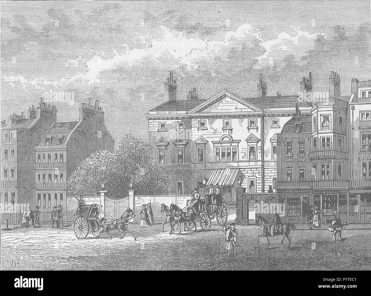 PICCADILLY Cambridge House, in 1854. London, antique print c1880 Stock
