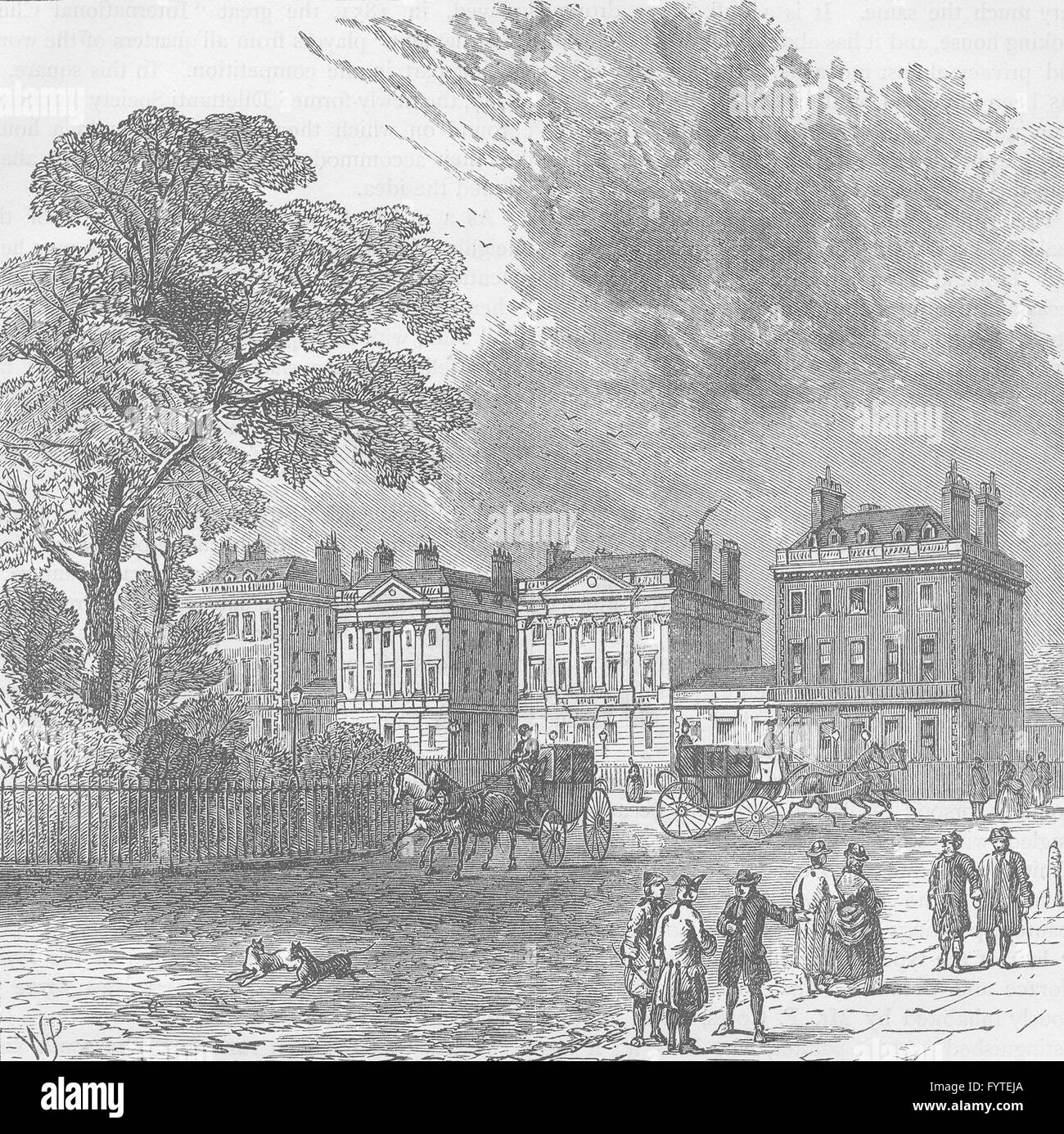 MARYLEBONE: Cavendish Square, 1820. London, antique print c1880 Stock Photo