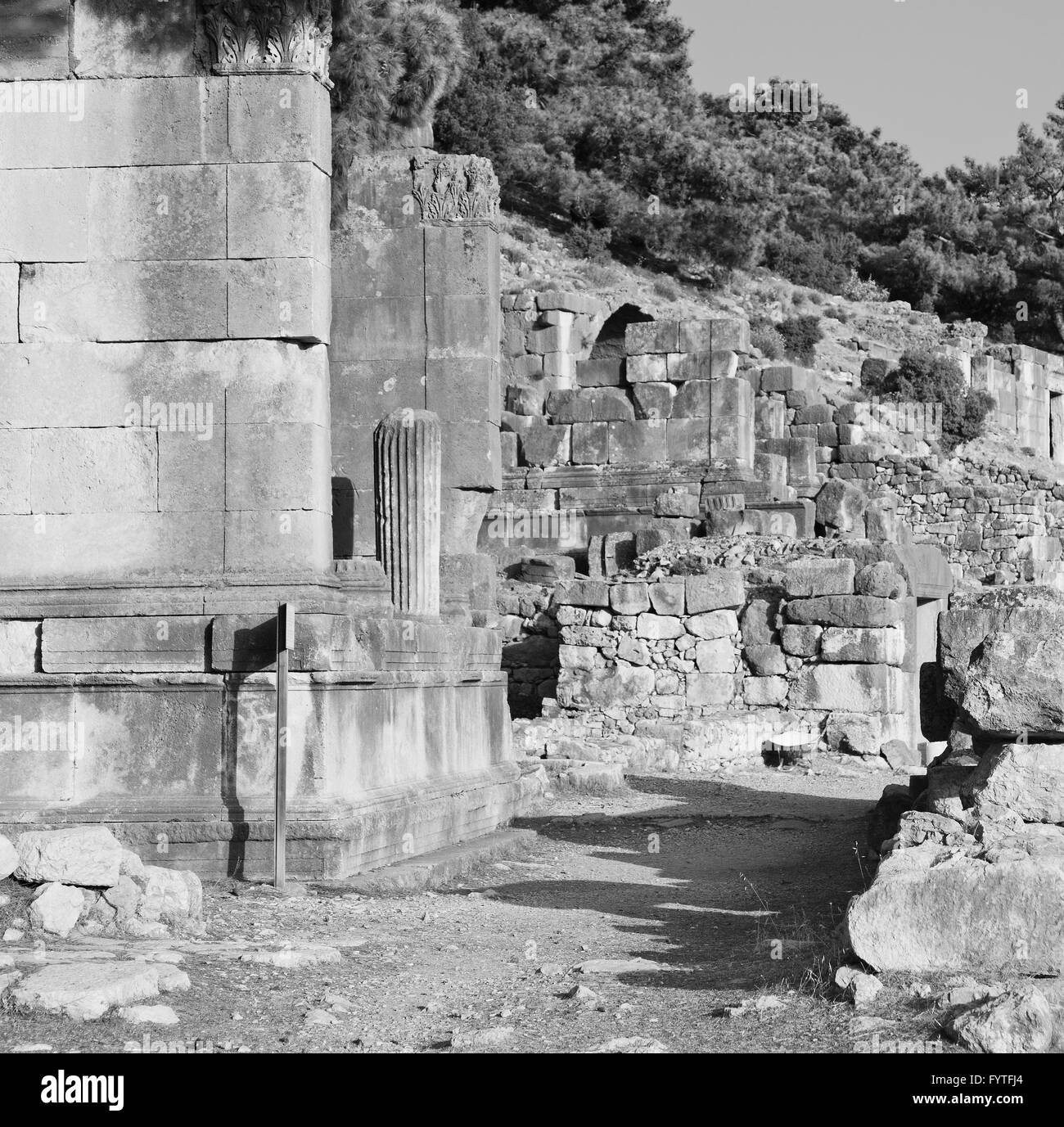 ruins stone and theatre in  antalya  arykanda turkey asia sky and  old  temple Stock Photo