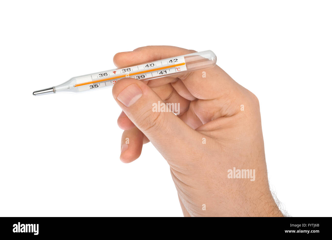 Hand with thermometer Stock Photo Alamy