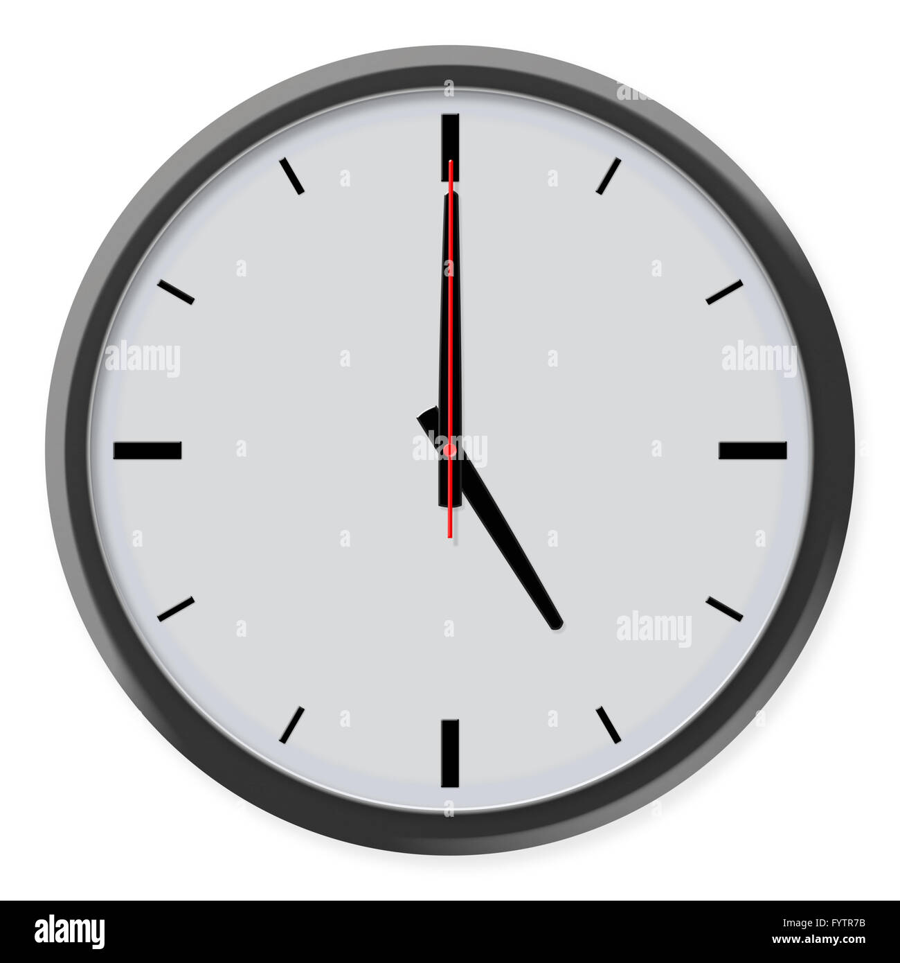 Clock without numbers with shadows isolated on white background Stock