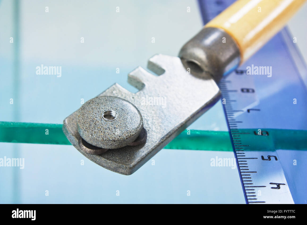 glass cutter and ruler Stock Photo Alamy