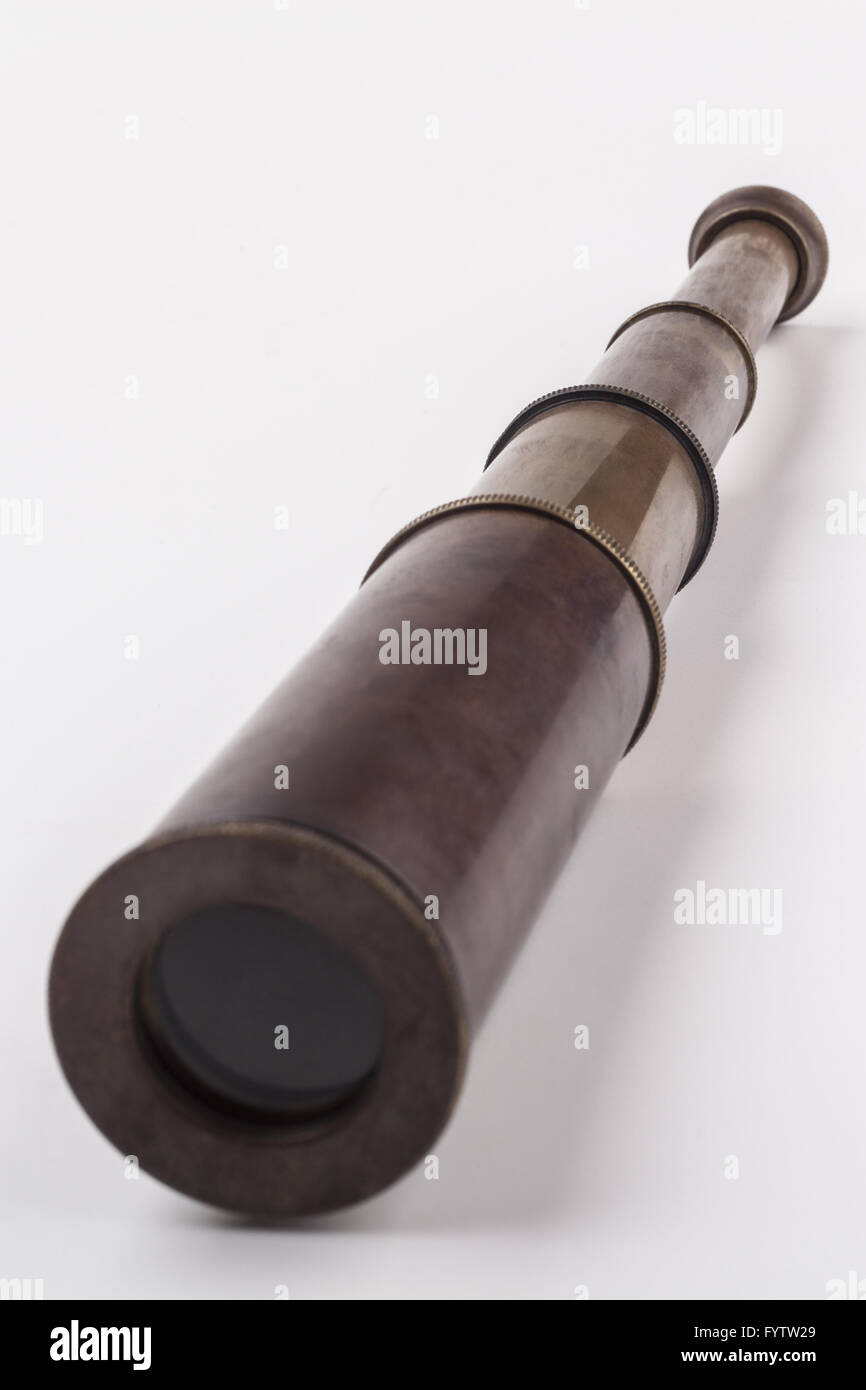 Vintage Telescope and Old Pirate Collection Stock Image - Image of