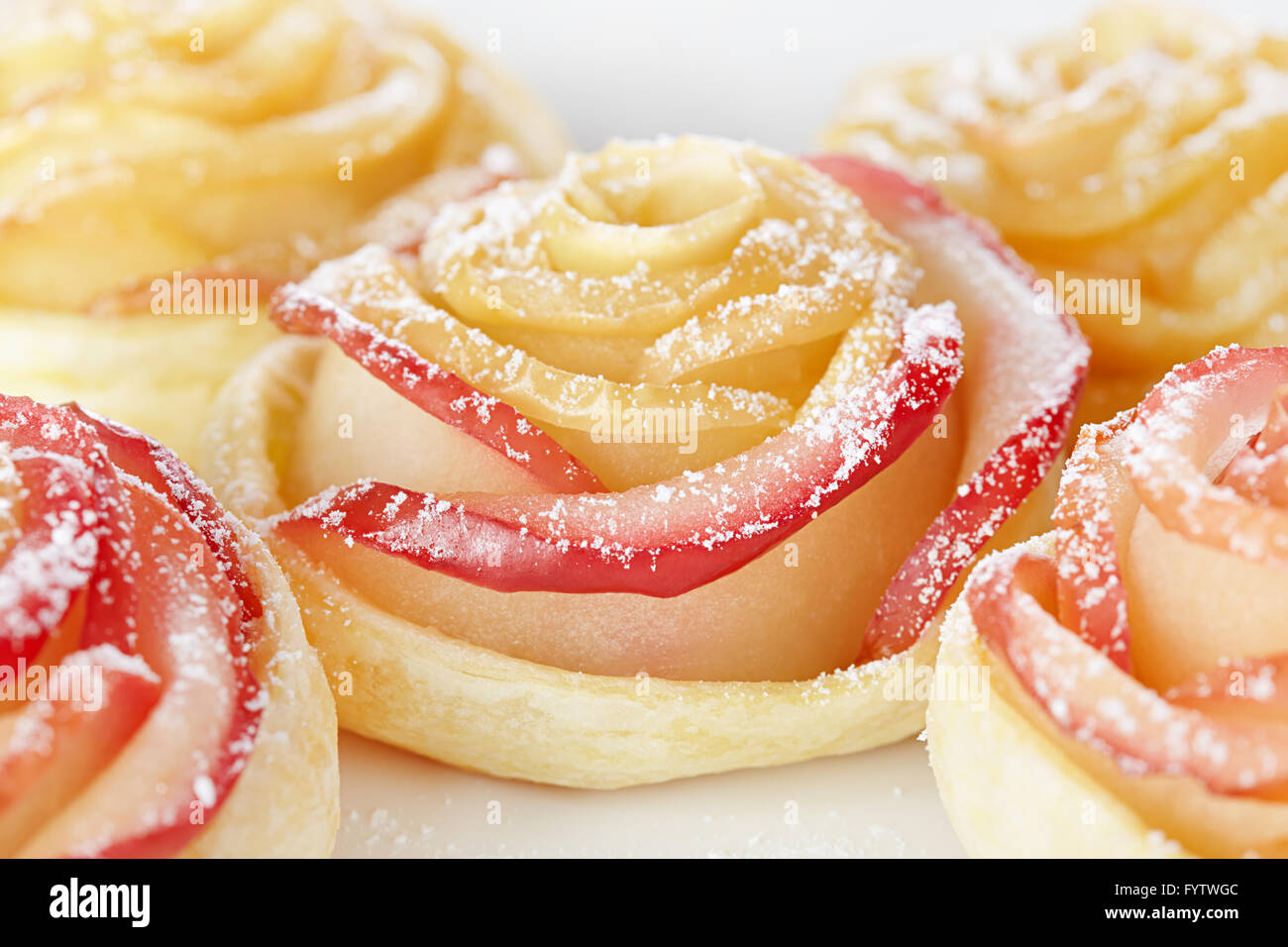 Rose from apple and puff pastry Stock Photo Alamy