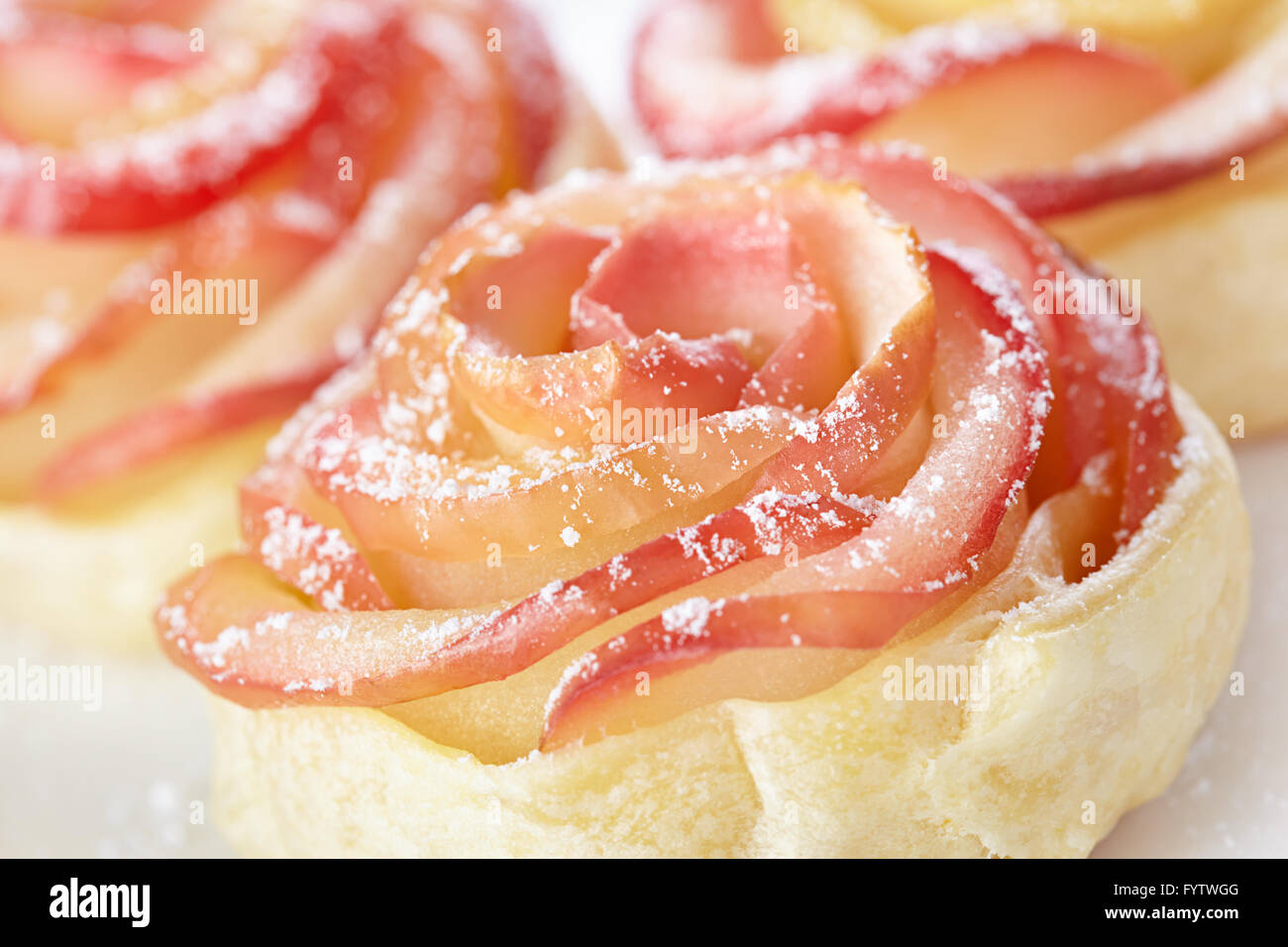 Rose from apple and puff pastry Stock Photo Alamy