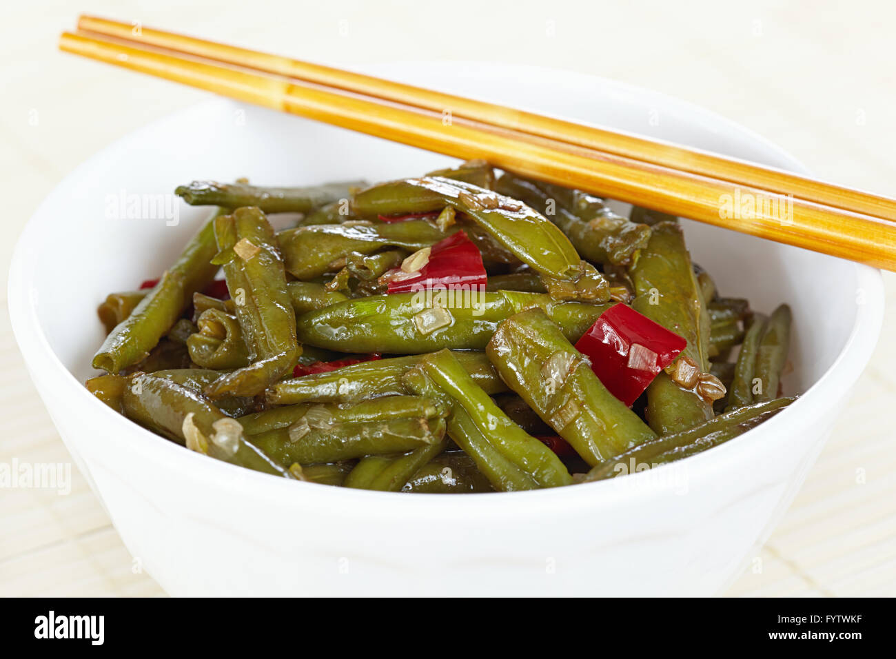 Chinese cuisine. Fried green beans Sichuan Stock Photo Alamy