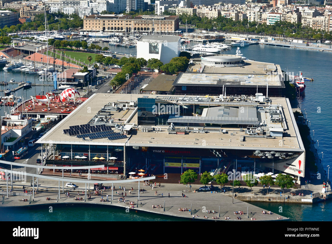 Aerial view of the port of Barcelona and the Maremagnum shopping center.  Barcelona, Catalonia, Spain, Europe Stock Photo - Alamy