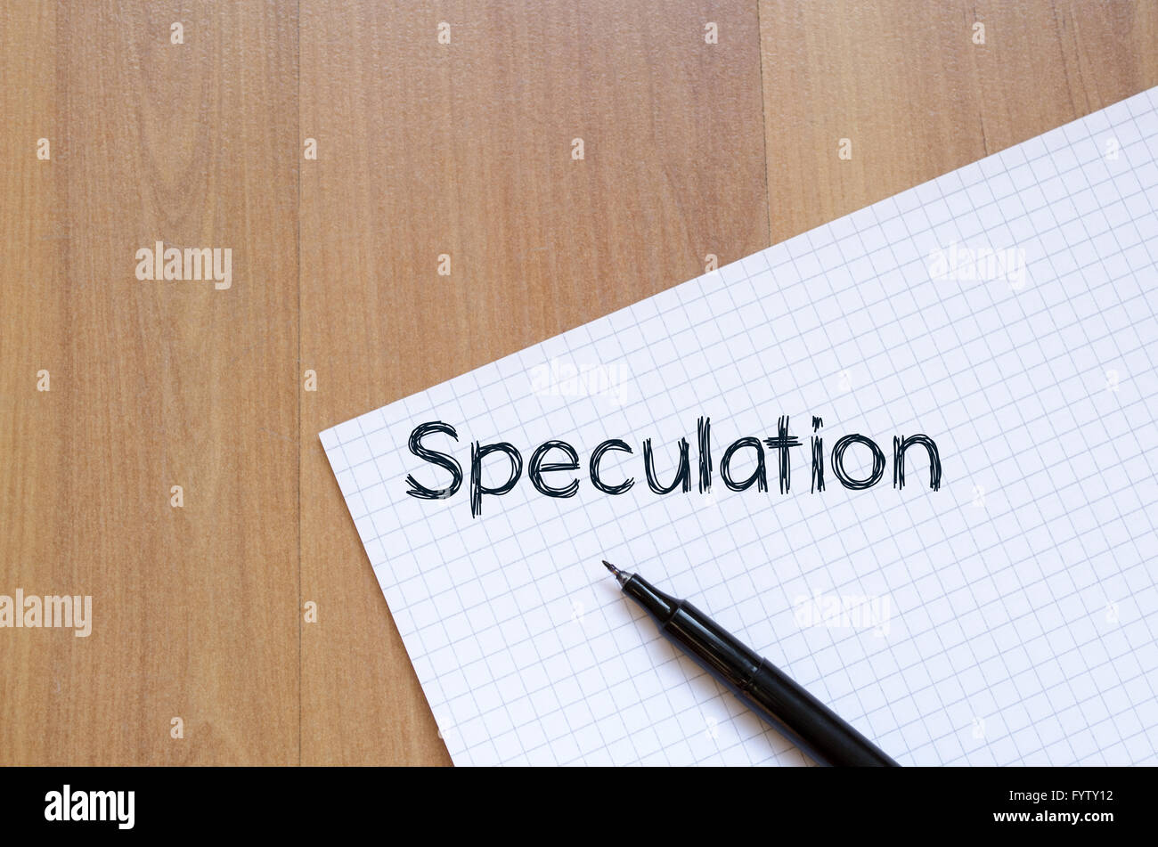 Speculation write on notebook Stock Photo Alamy