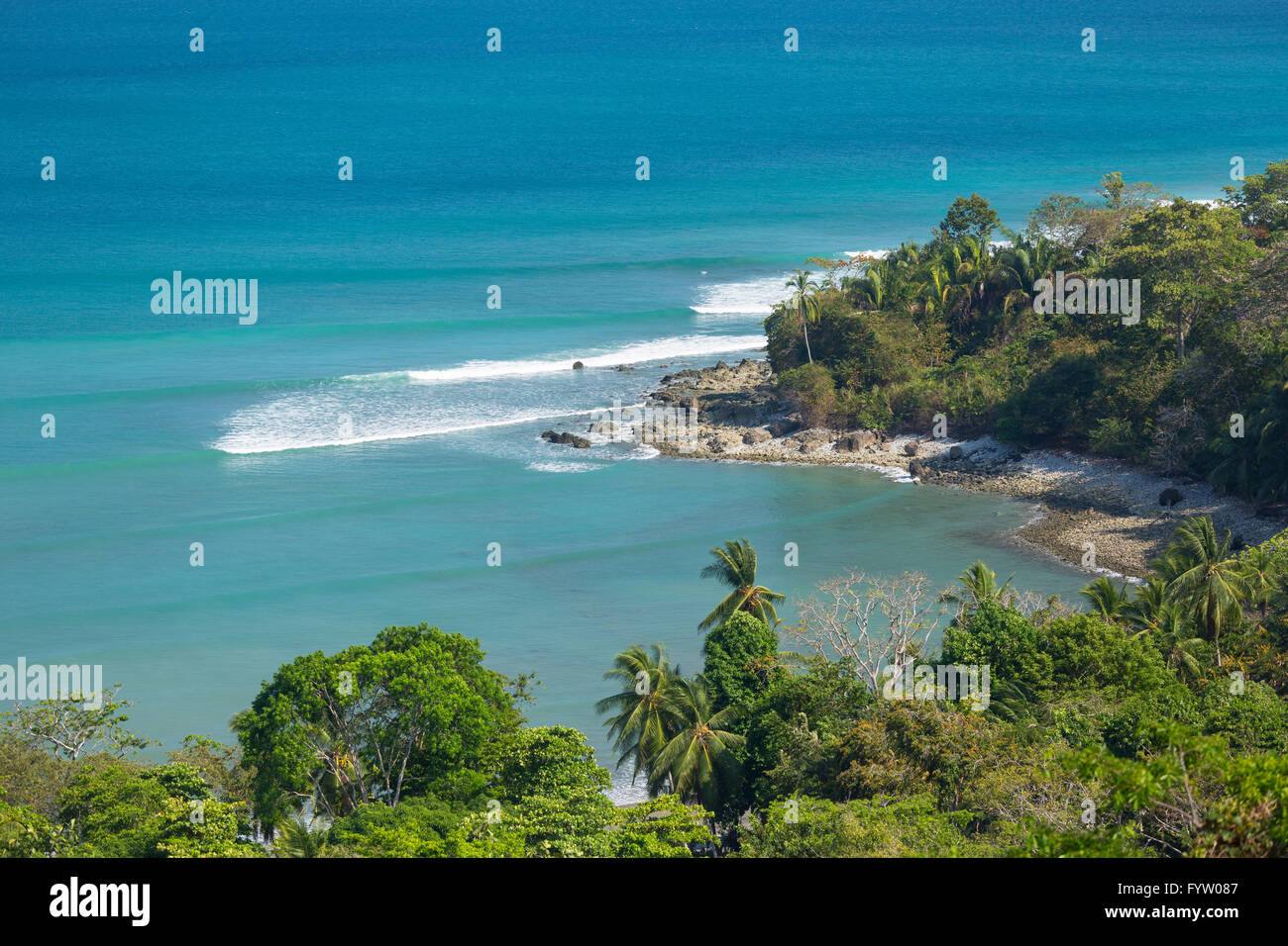 OSA PENINSULA, COSTA RICA - Pan Dulce beach and the Pacific Ocean. Stock Photo