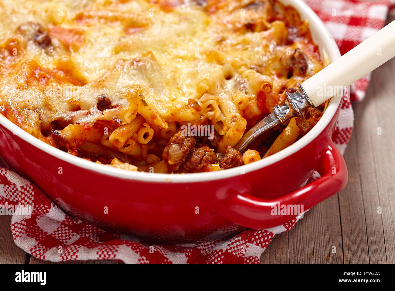Macaroni casserole with ground beef Stock Photo - Alamy