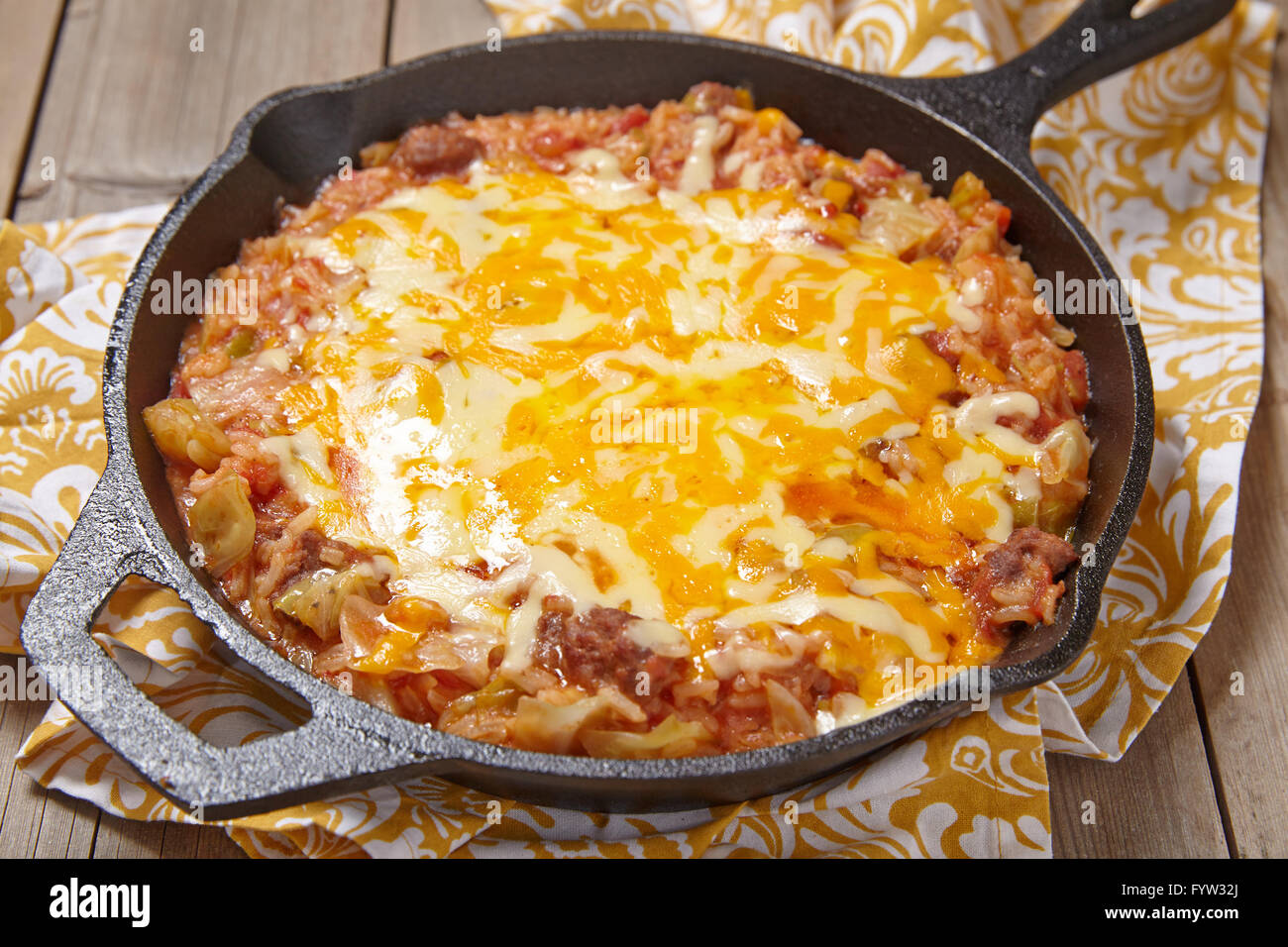 Cabbage casserole with beef, rice and cheese Stock Photo Alamy