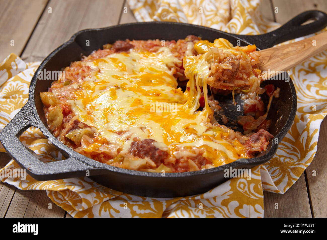 Cabbage casserole with beef, rice and cheese Stock Photo Alamy