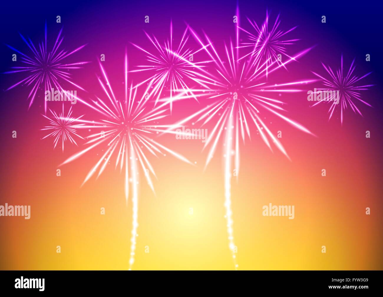Bright fireworks background Stock Photo