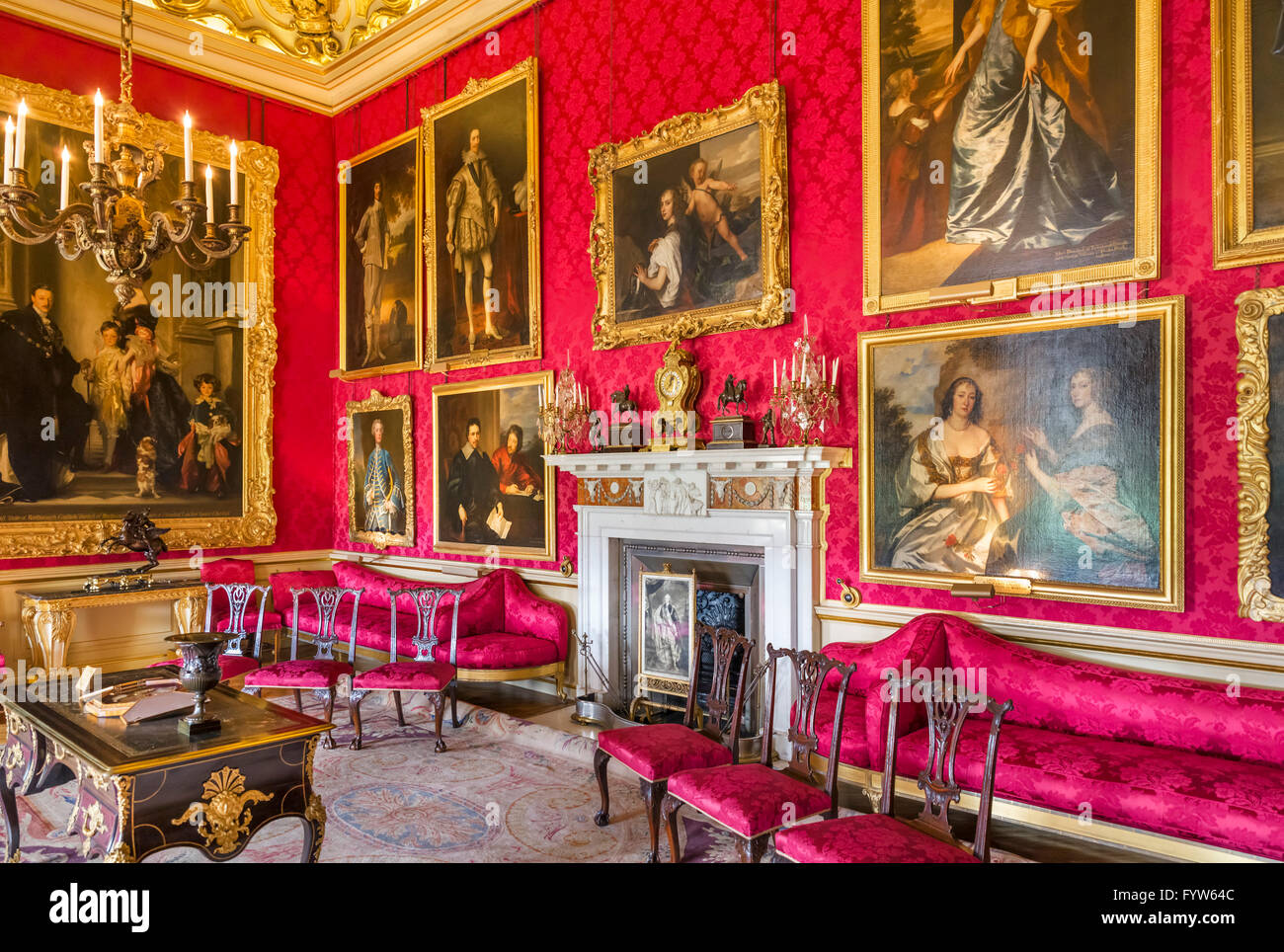 Red Drawing Room, Blenheim Palace, Woodstock, Oxfordshire, UK Stock Photo