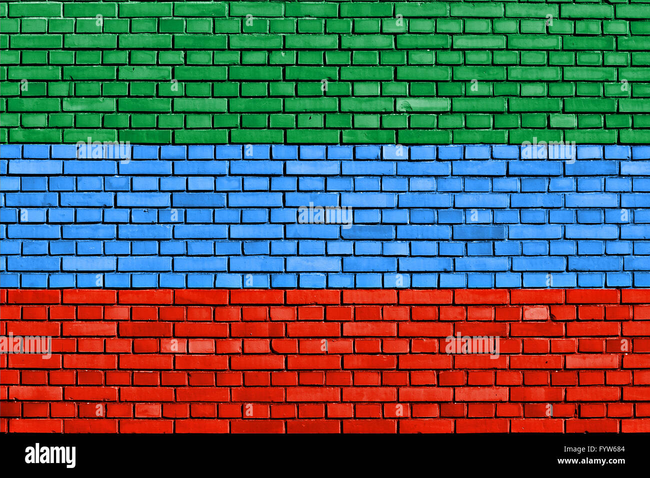 flag of Dagestan painted on brick wall Stock Photo