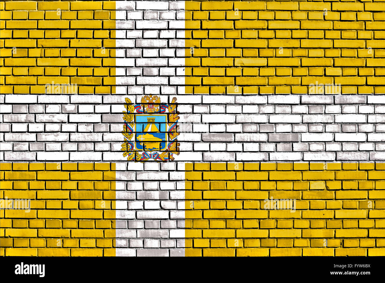 flag of Stavropol Krai painted on brick wall Stock Photo