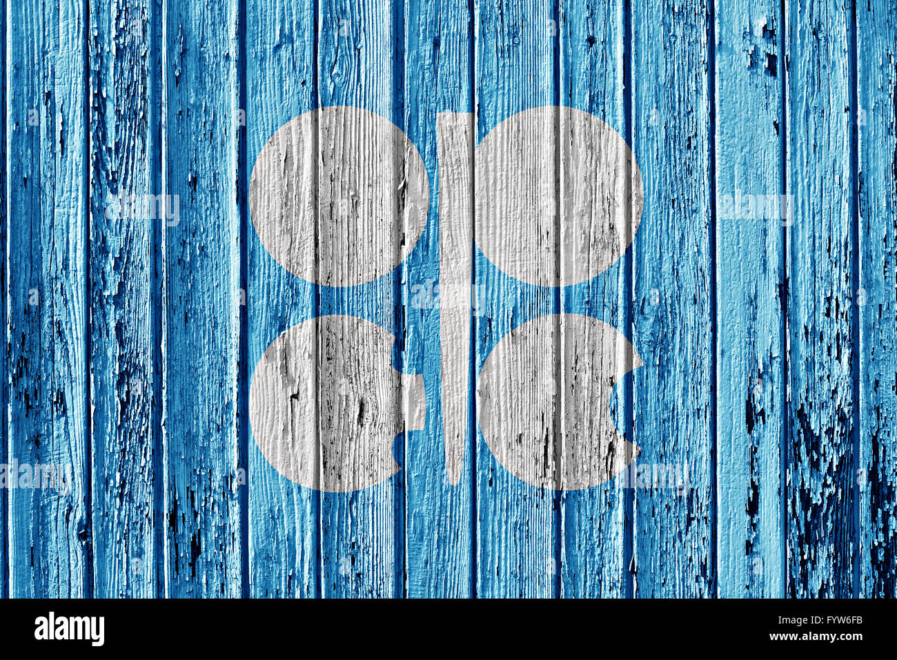 flag of OPEC painted on wooden frame Stock Photo