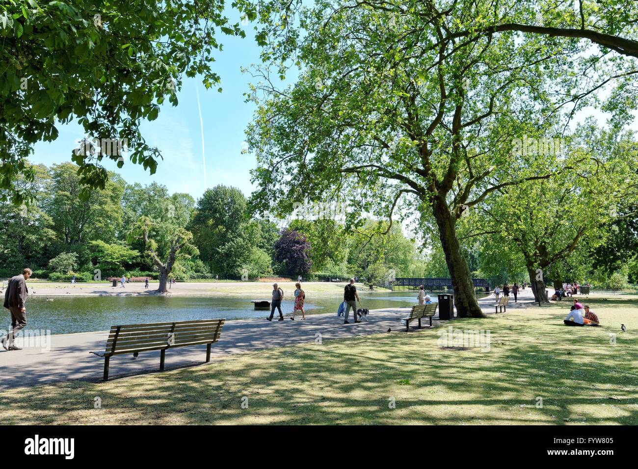 Regents Park and lake on a sunny spring day central London UK Stock Photo