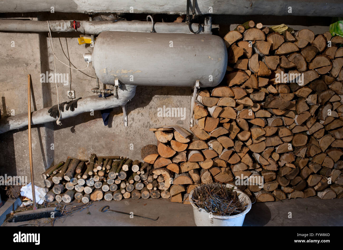 Boiler In Cellar Indoor Dark Underground Basement Room Under