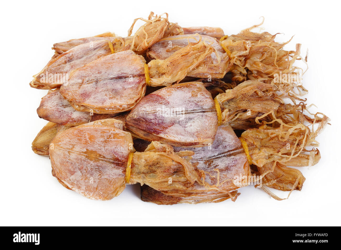 Dried squid on white background Stock Photo Alamy