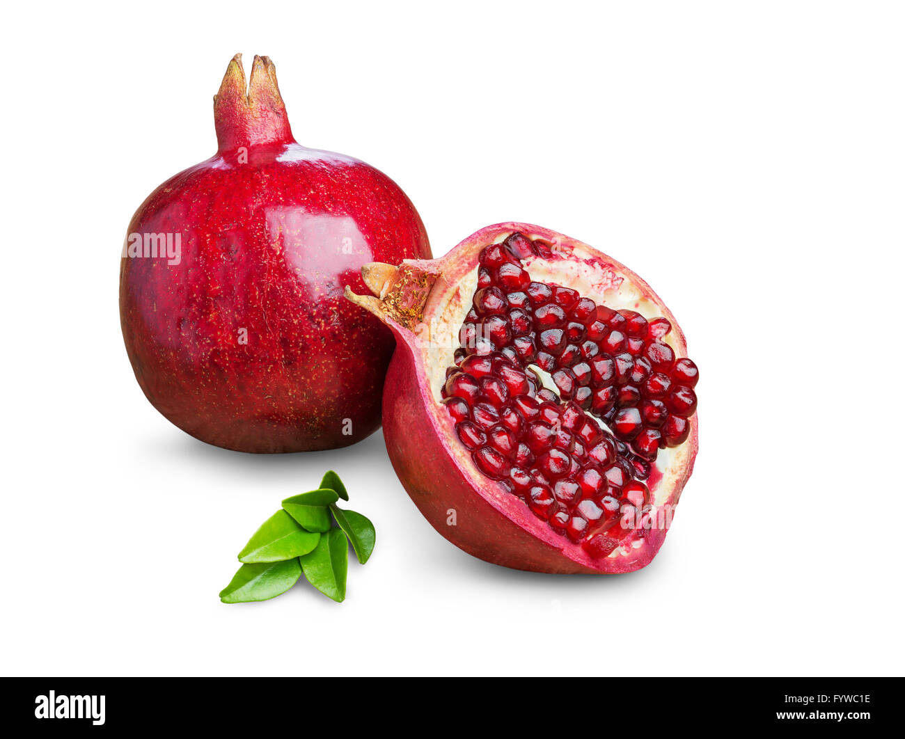 Juicy pomegranate fruit isolated on a white background Stock Photo