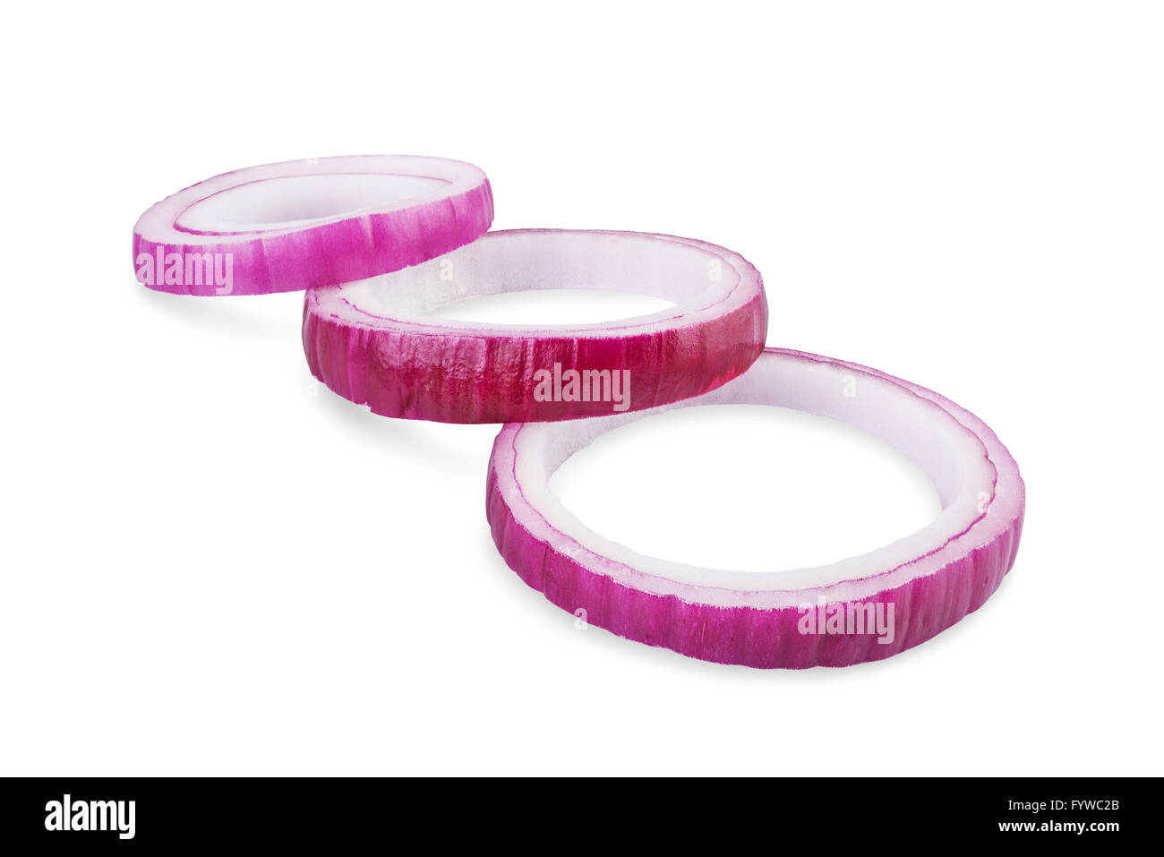 sliced red onion rings isolated on white background Stock Photo - Alamy