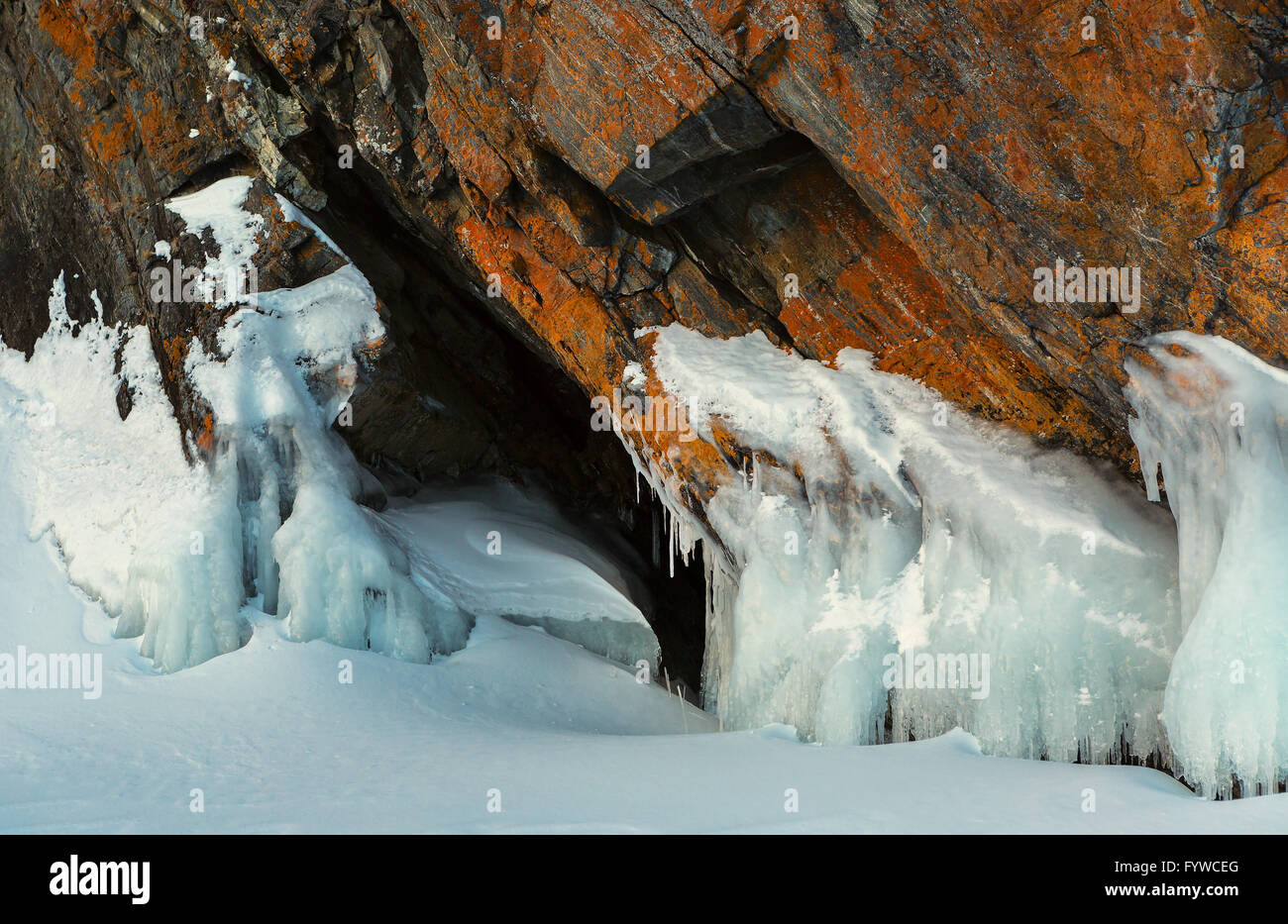 Frost Inside Rocks Frost before grotto in the rock Stock Photo - Alamy