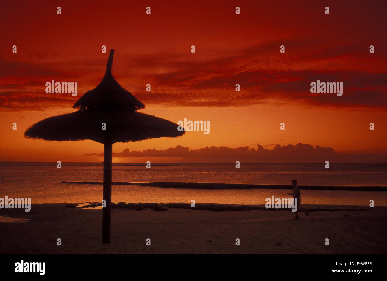 Indian Ocean Mauritius Beach Sunset Stock Photo Alamy