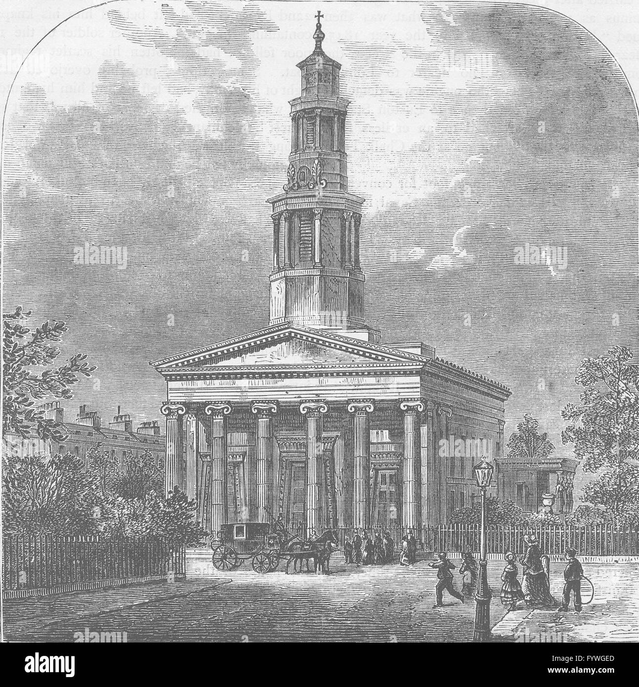 EUSTON SQUARE: New St.Pancras Church. London, antique print c1880 Stock Photo