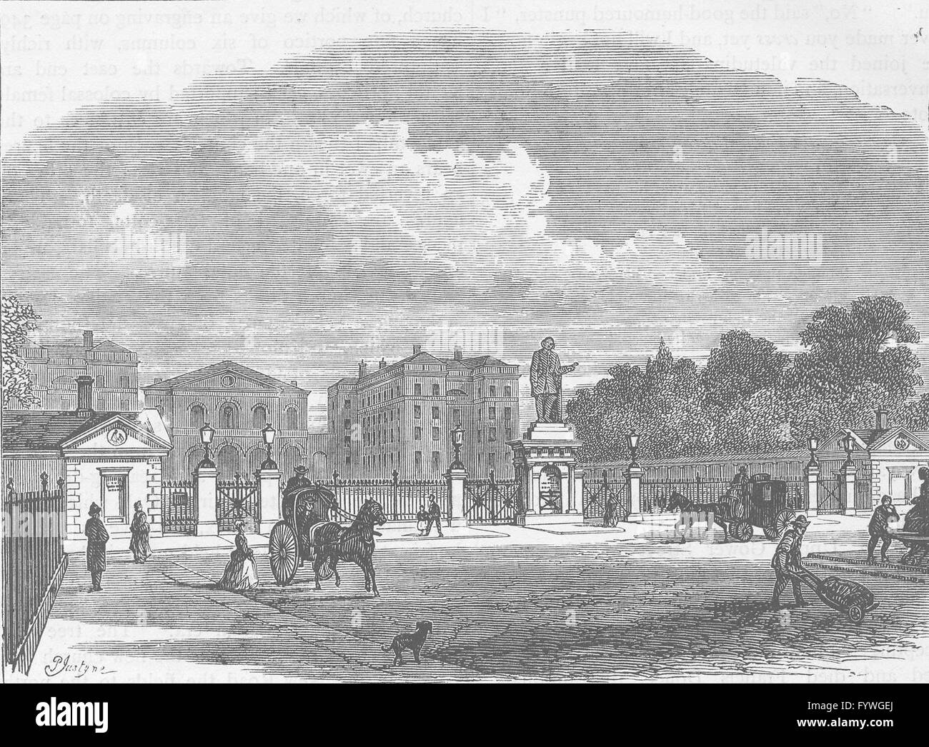 EUSTON SQUARE: Gateway of the Foundling Hospital. London, antique print c1880 Stock Photo