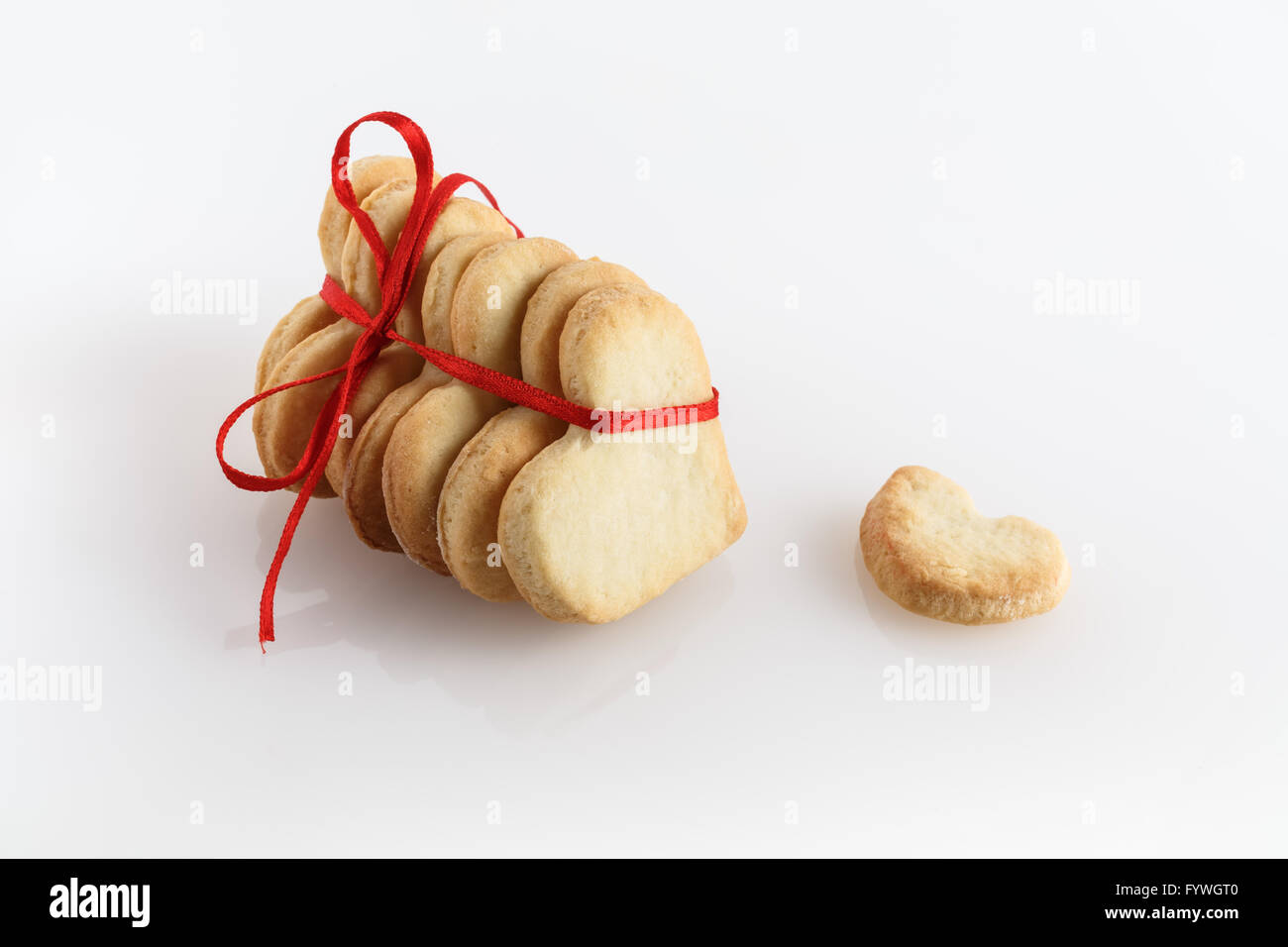 Cookies hearts with red ribbon Stock Photo - Alamy