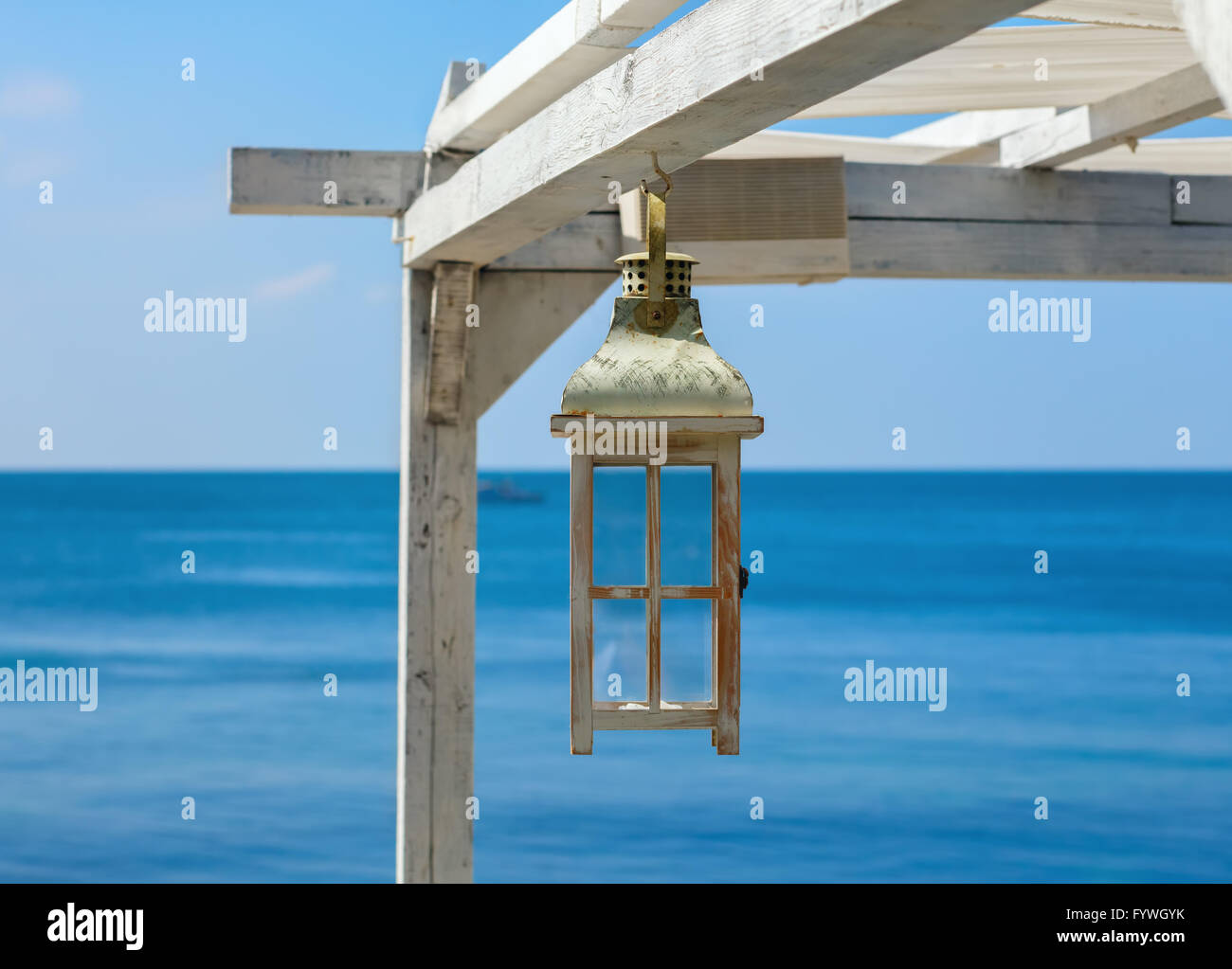 Painted white lantern Stock Photo