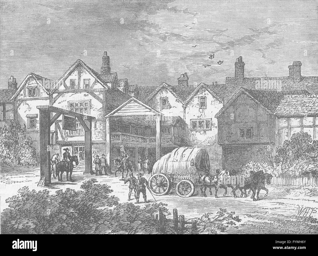 SOUTHWARK: The old 'Tabard' inn, in the seventeenth century. London, c1880 Stock Photo